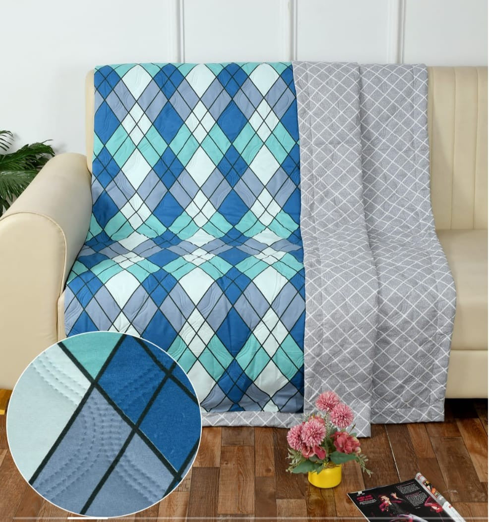 Misnaya Reversible Quilted Double Bed AC Comforter – Premium 200 GSM Relainace Fibre | Fine Supersoft Cotton Sateen | 90×100 Inches | All-Weather Comforter