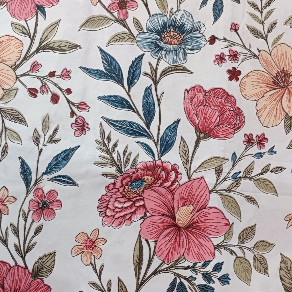 MISNAYA Rosé Garden – Premium King Size 108X108 Inches Super Soft 310 TC Twill Cotton Bedsheet with 2 Matching Pillow Covers