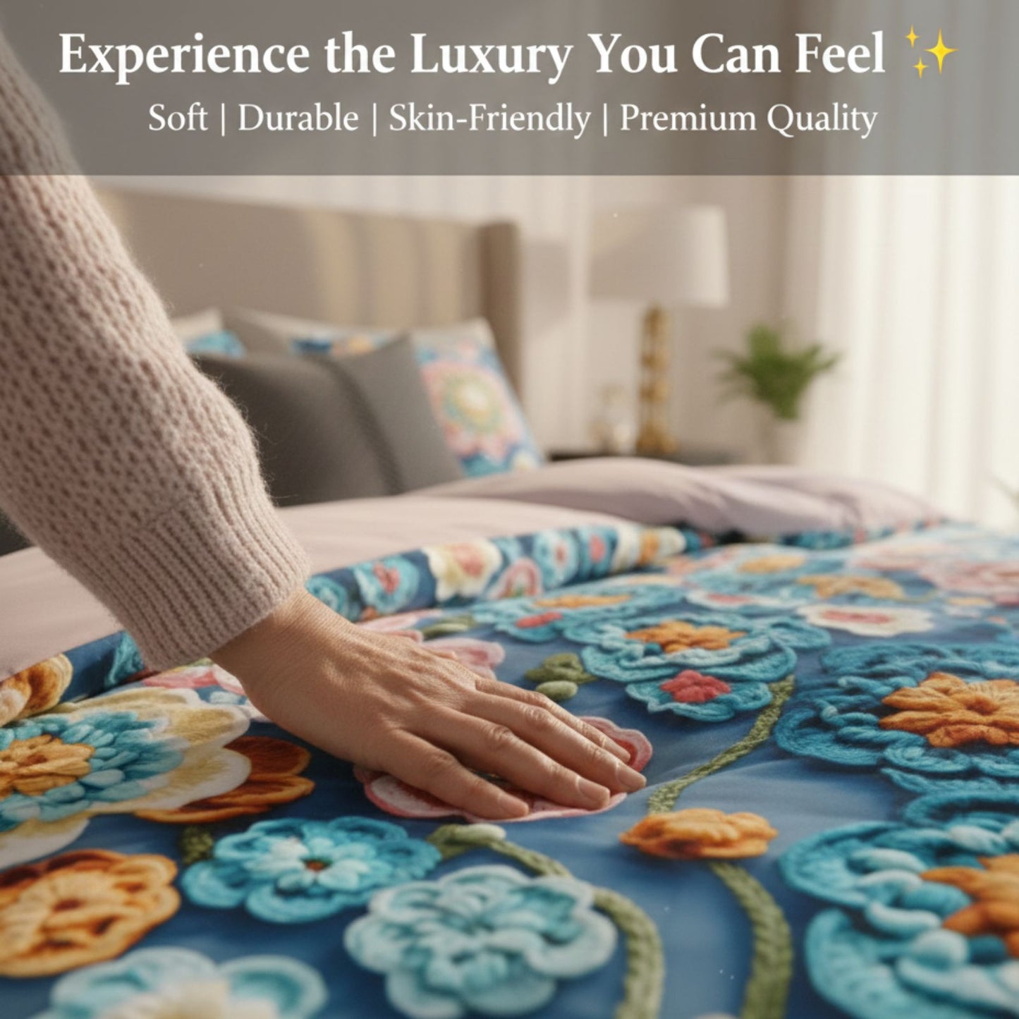 Misnaya Premium Glace Cotton 7D Floral Fresh Bloom Paradise Bedsheet Set – Ultra Soft, Fade Resistant, 108×108 Inches with 2 Pillow Covers