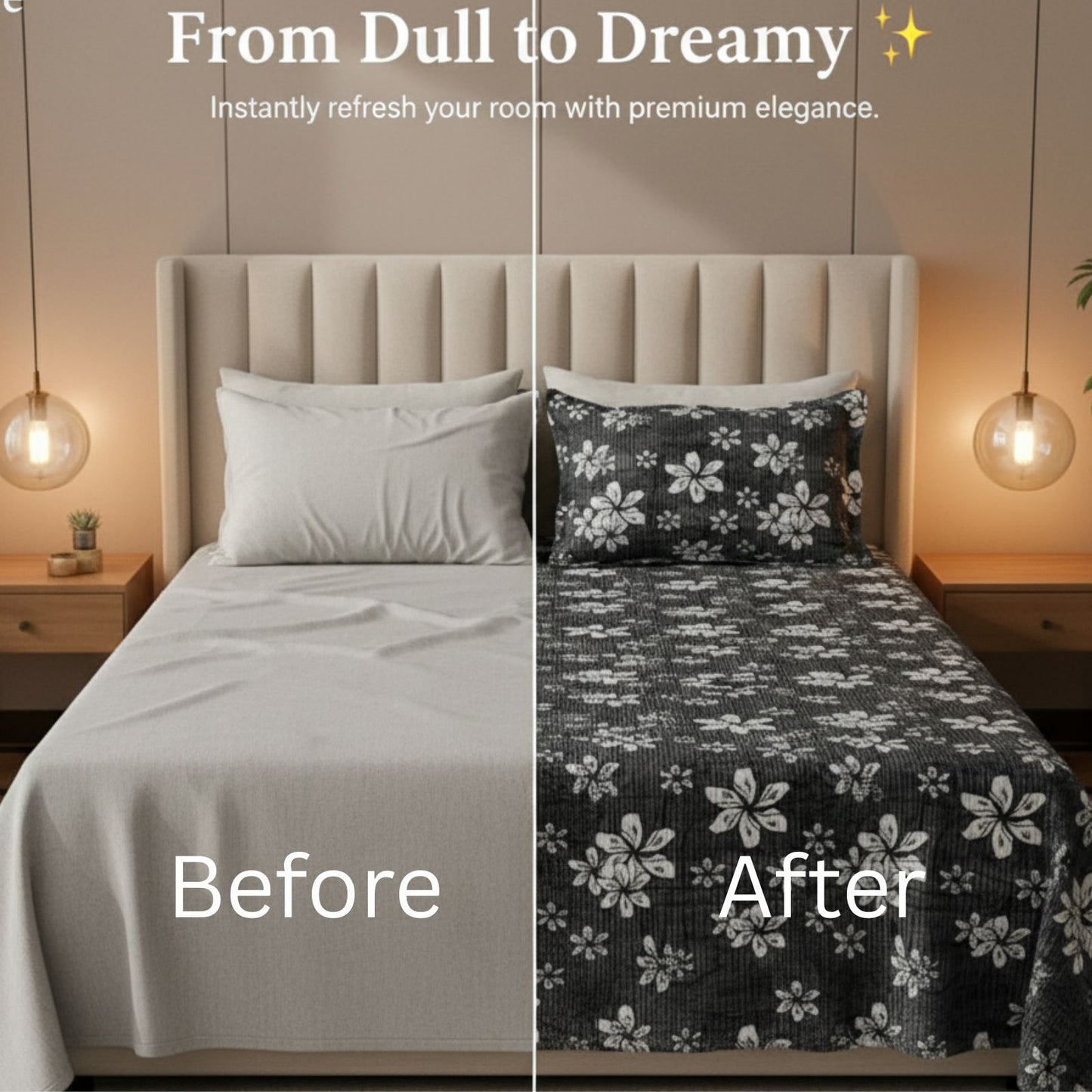 Misnaya Premium Warm Flanno 3-Piece Double Bedsheet Set | Shadow Blossom Flanno Warm Flat Bedsheet with 2 Pillow Covers | 90x100 Inches