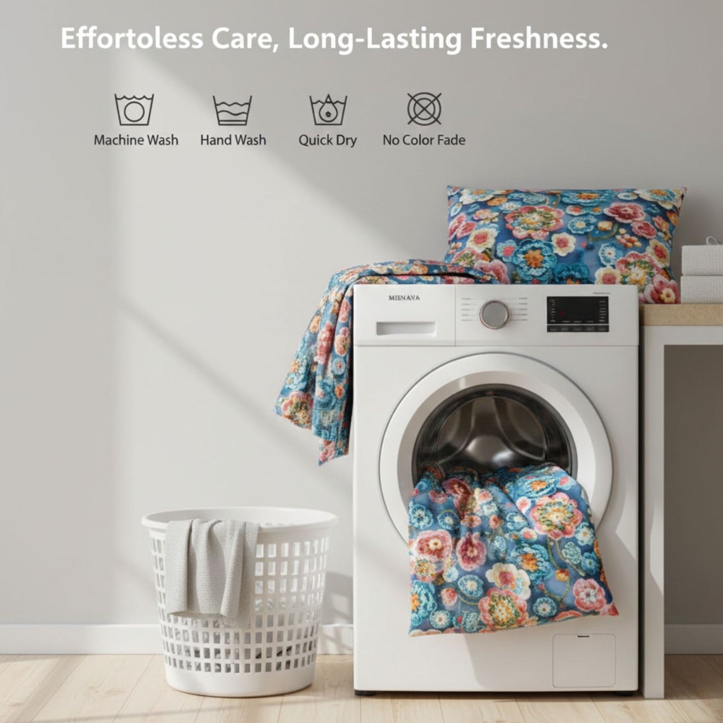 Misnaya Premium Glace Cotton 7D Floral Fresh Bloom Paradise Bedsheet Set – Ultra Soft, Fade Resistant, 108×108 Inches with 2 Pillow Covers