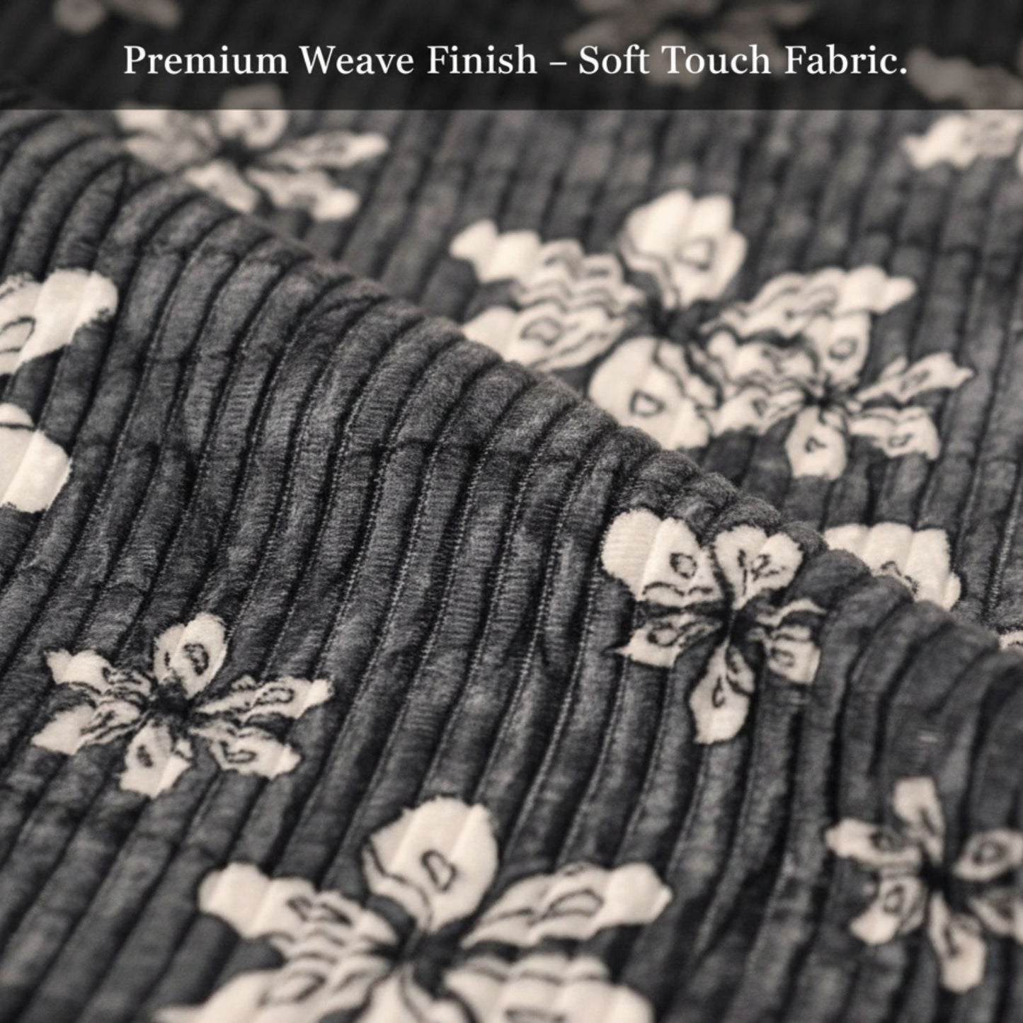 Misnaya Premium Warm Flanno 3-Piece Double Bedsheet Set | Shadow Blossom Flanno Warm Flat Bedsheet with 2 Pillow Covers | 90x100 Inches