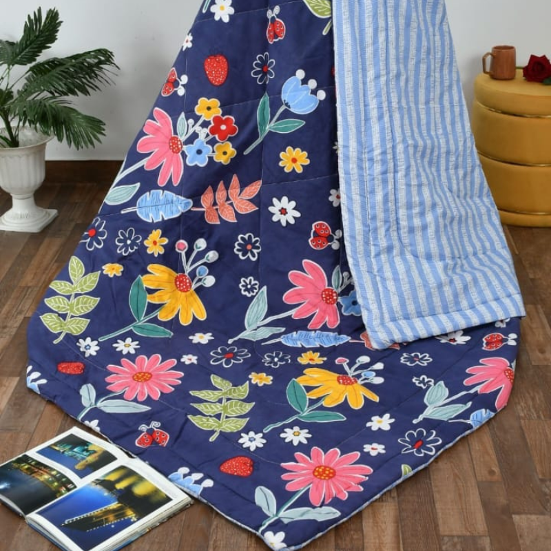 Misnaya Premium Double/Queen Size Floral Printed AC Comforter | 150 GSM | Fibre Alliance Filled | Ultra Soft & Lightweight | Machine Washable