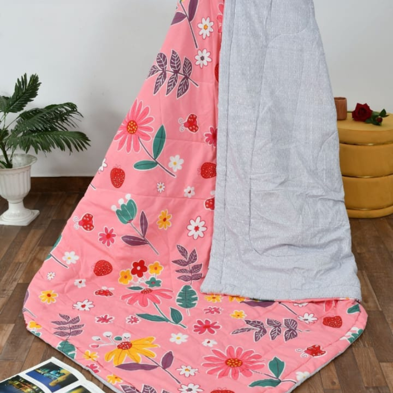 Misnaya Premium Double/Queen Size Floral Printed AC Comforter | 150 GSM | Fibre Alliance Filled | Ultra Soft & Lightweight | Machine Washable