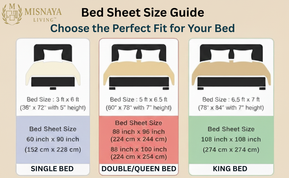 Misnaya Glace Cotton Super Soft Queen, Double Size Bedsheet |  Royal Damask Print | 2 Pillow Covers Included