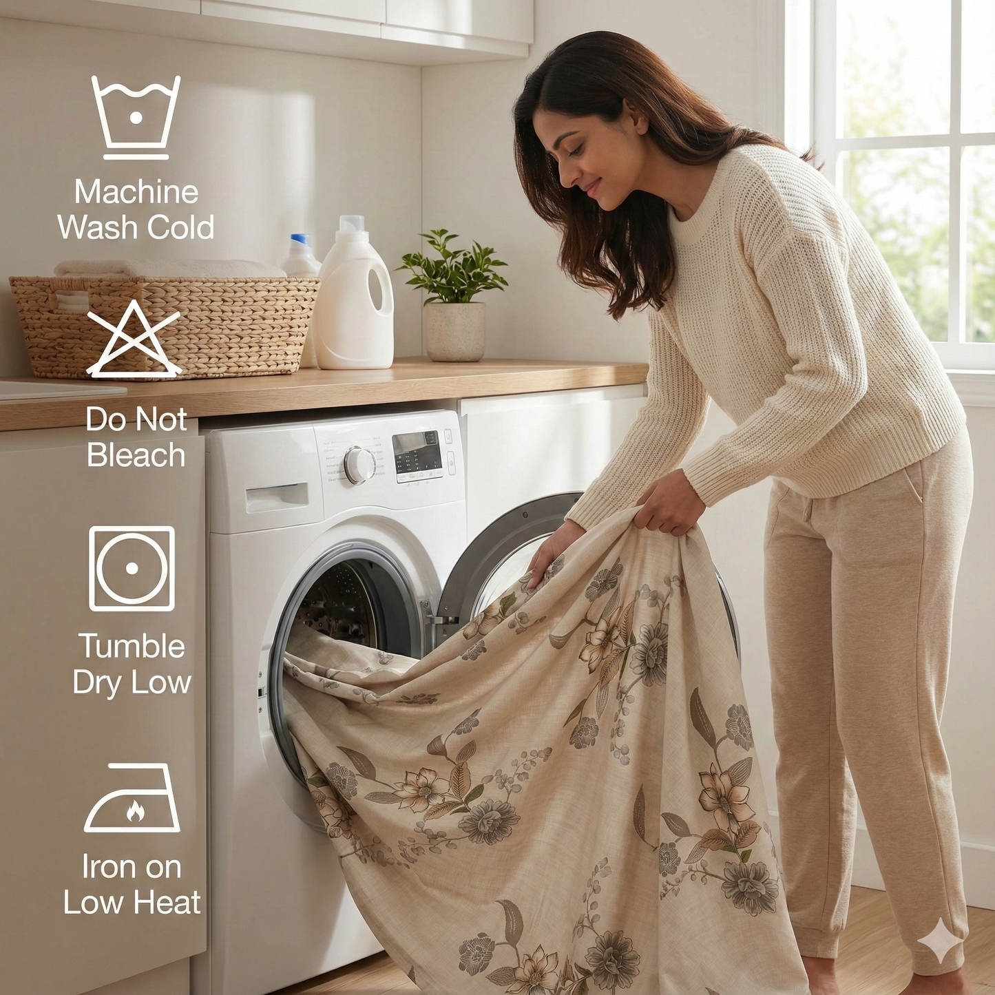 Misnaya Living Ivory Bloom Soft Glace Cotton Double Bedsheet 90×100 Inches with 2 Matching Pillow Covers