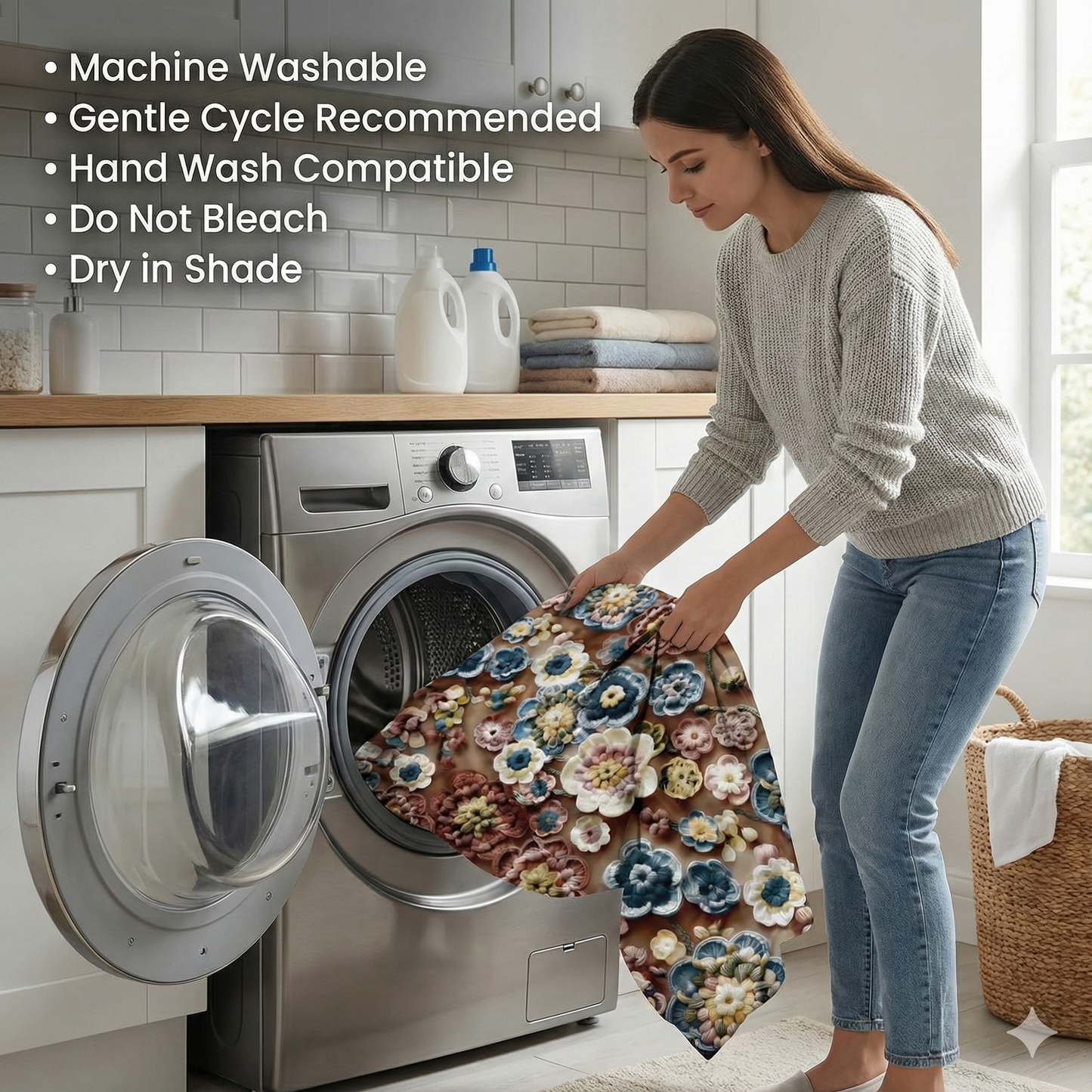 Misnaya Royal Crochet Blossom 7D Glace Cotton King Size Bedsheet (Mocha Brown – Multicolor Floral Art, 108×108 Inches) with 2 Matching Pillow Covers