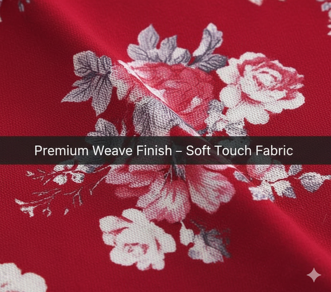MISNAYA Super Soft Crimson Blossom 200 GSM Elastic Fitted Bedsheet for Double Bed (72×78 Inches) | Fits Up to 8-Inch Mattress