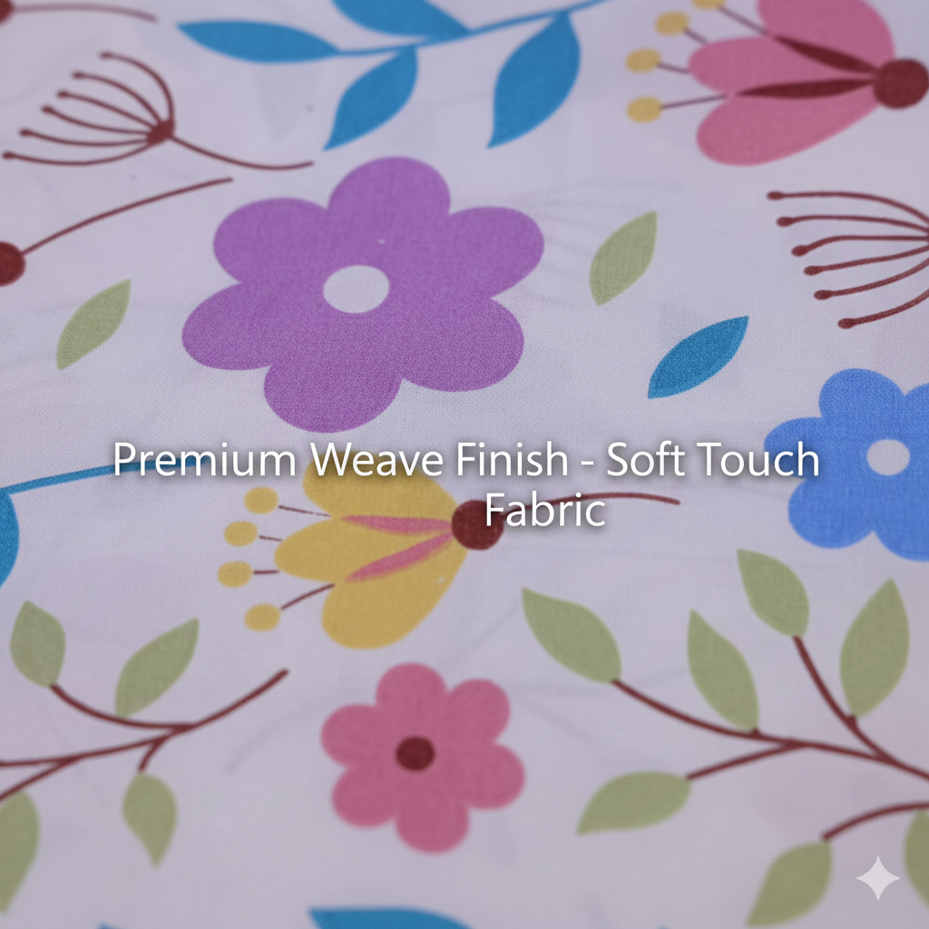 MISNAYA Super Soft Floral Breeze 200 GSM Elastic Fitted Bedsheet for Double Bed (72×78 Inches) | Fits Up to 8-Inch Mattress