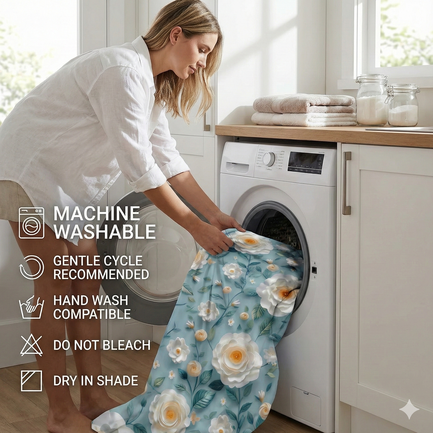 Misnaya Royal Aqua Rose Garden – 7D Glace Cotton King Bedsheet 108×108 Inches with 2 Matching Pillow Covers