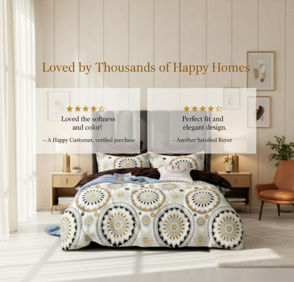 Misnaya Glace Cotton Super Soft Queen, Double Size Bedsheet | Mandala Pattern | 2 Pillow Covers Included