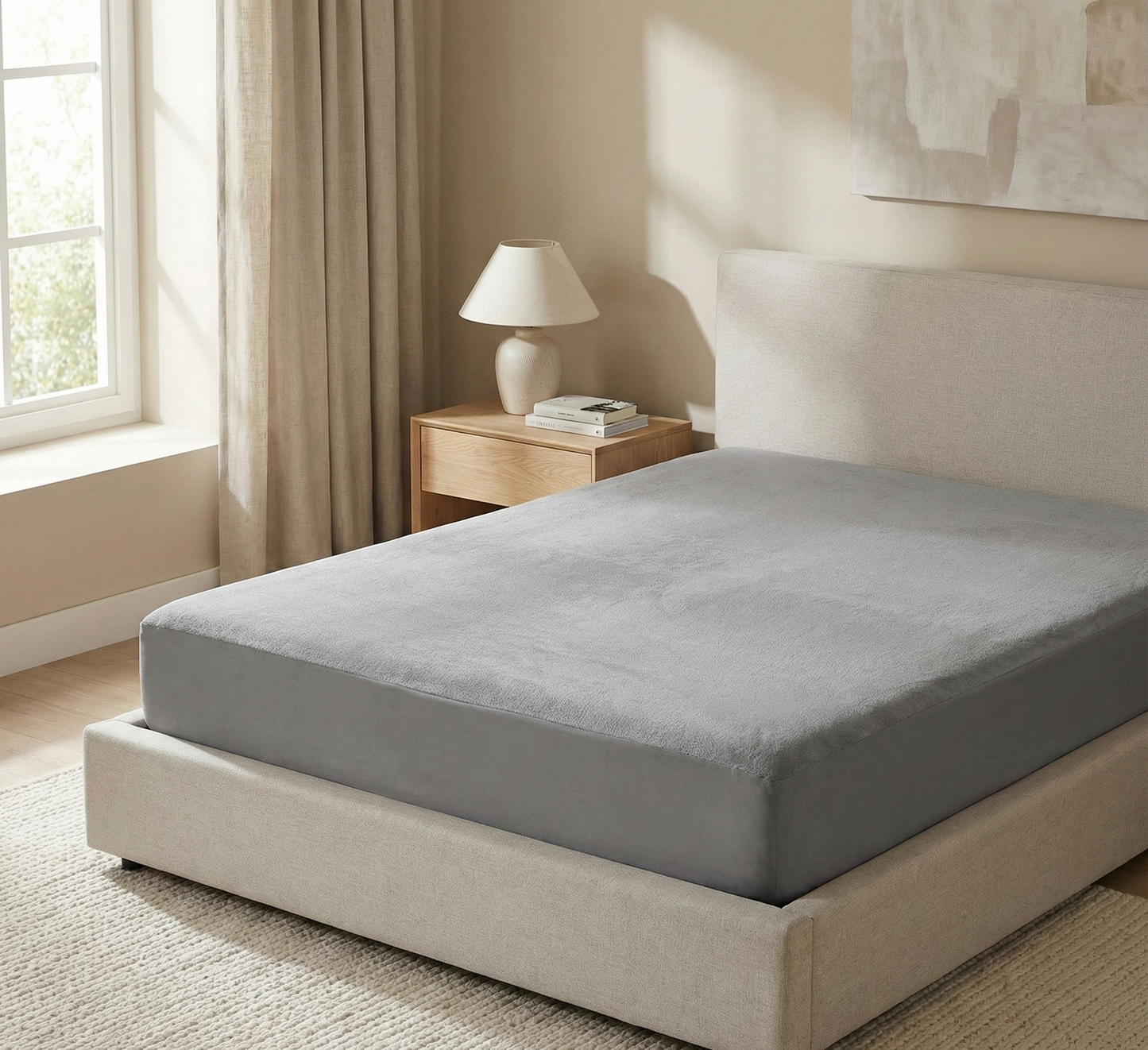 Misnaya Premium Waterproof Terry Cotton Mattress Protector | 220 GSM | Elastic Fitted