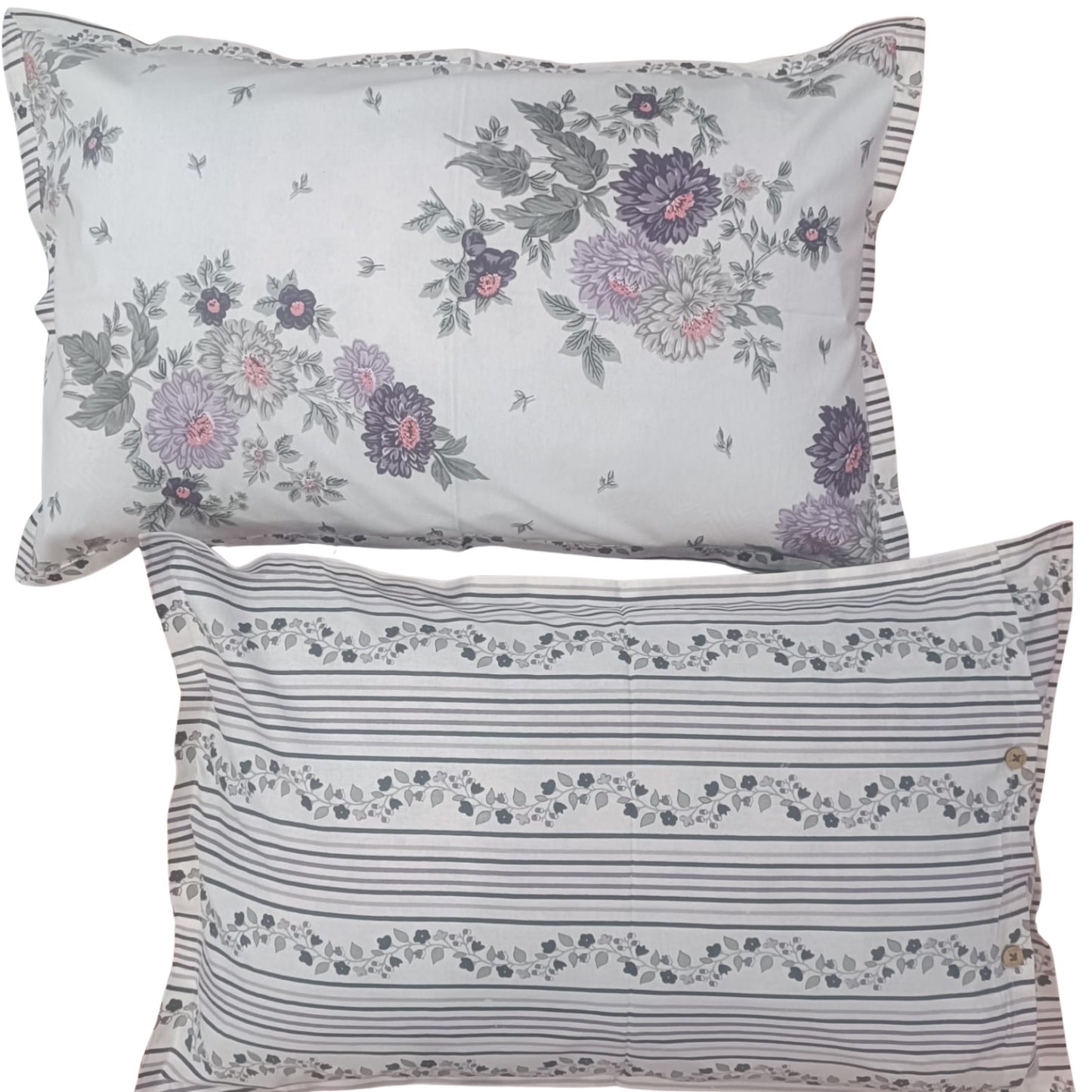 MISNAYA Lavender Grace – Premium King Size 108X108 Inches Super Soft 310 TC Twill Cotton Bedsheet with 2 Matching Pillow Covers