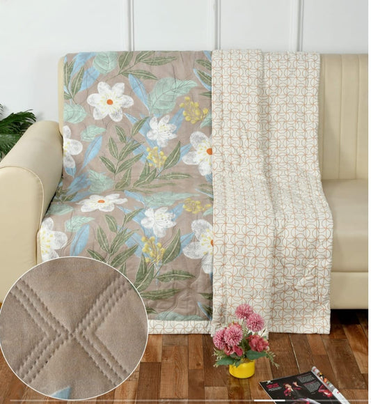 Misnaya Reversible Quilted Double Bed AC Comforter – Premium 200 GSM Relainace Fibre | Fine Supersoft Cotton Sateen | 90×100 Inches | All-Weather Comforter