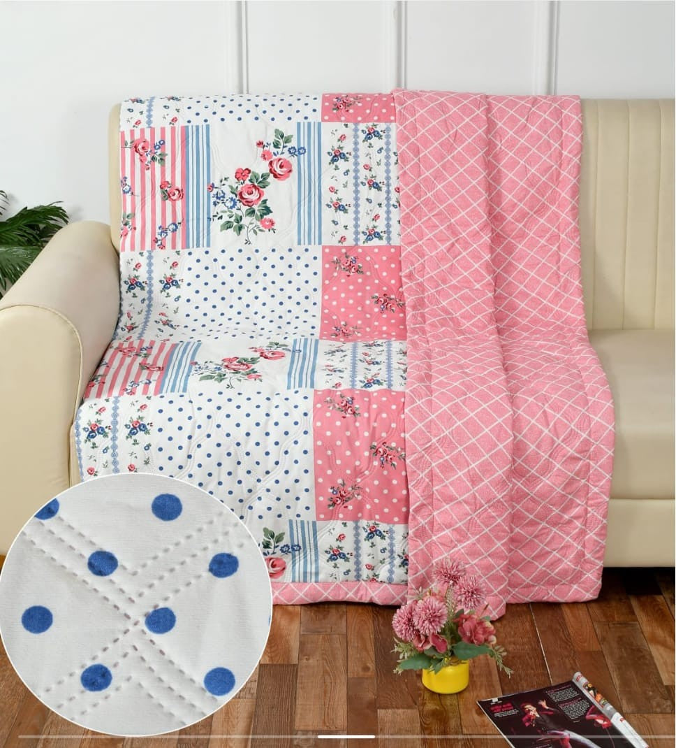 Misnaya Reversible Quilted Double Bed AC Comforter – Premium 200 GSM Relainace Fibre | Fine Supersoft Cotton Sateen | 90×100 Inches | All-Weather Comforter