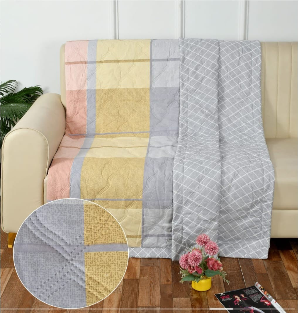 Misnaya Reversible Quilted Double Bed AC Comforter – Premium 200 GSM Relainace Fibre | Fine Supersoft Cotton Sateen | 90×100 Inches | All-Weather Comforter