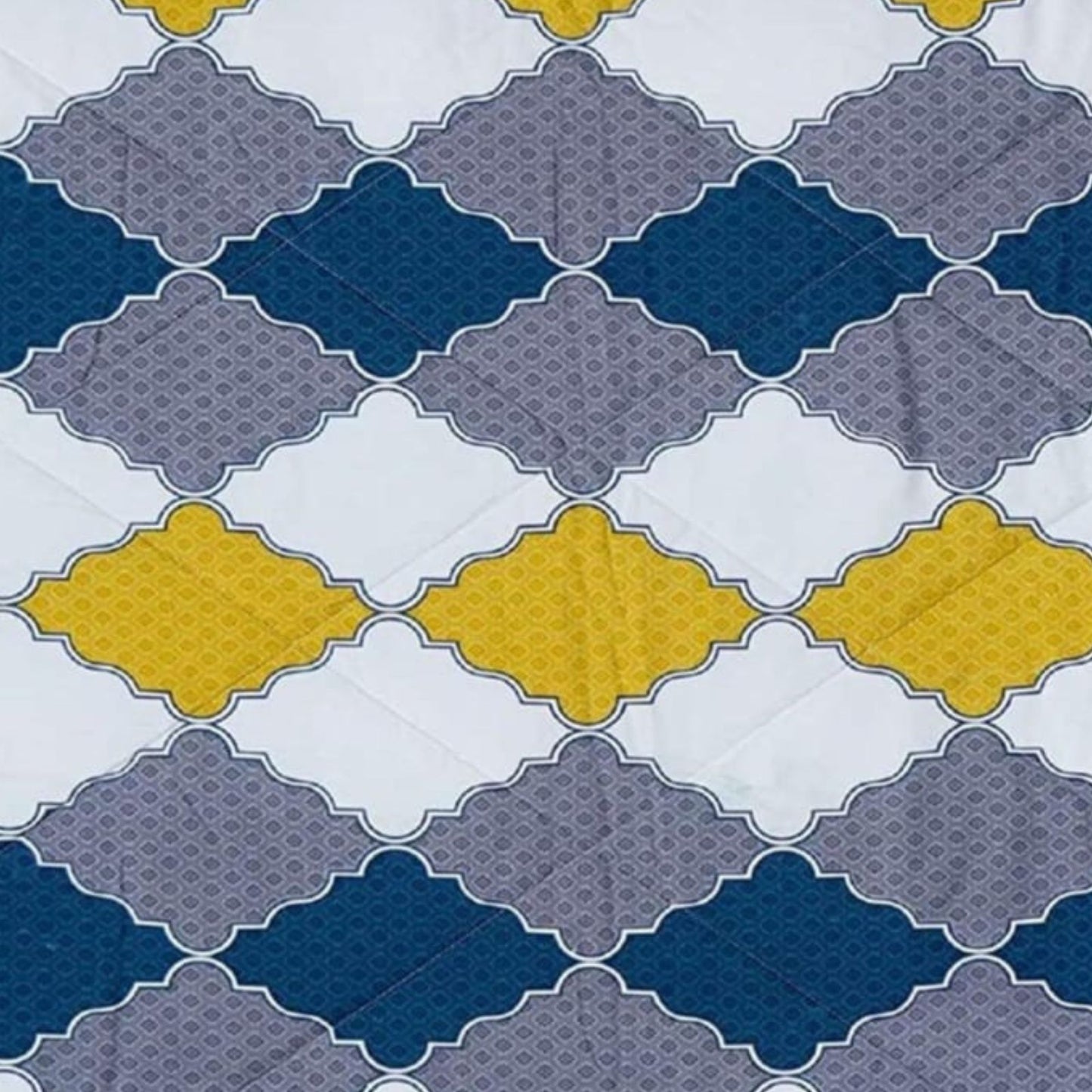 Misnaya Glace Cotton 140 GSM Double Bed Fitted Bedsheet with 360° Elastic | Soft & Breathable Fabric | Includes 2 Pillow Covers | Modern Geometric Design