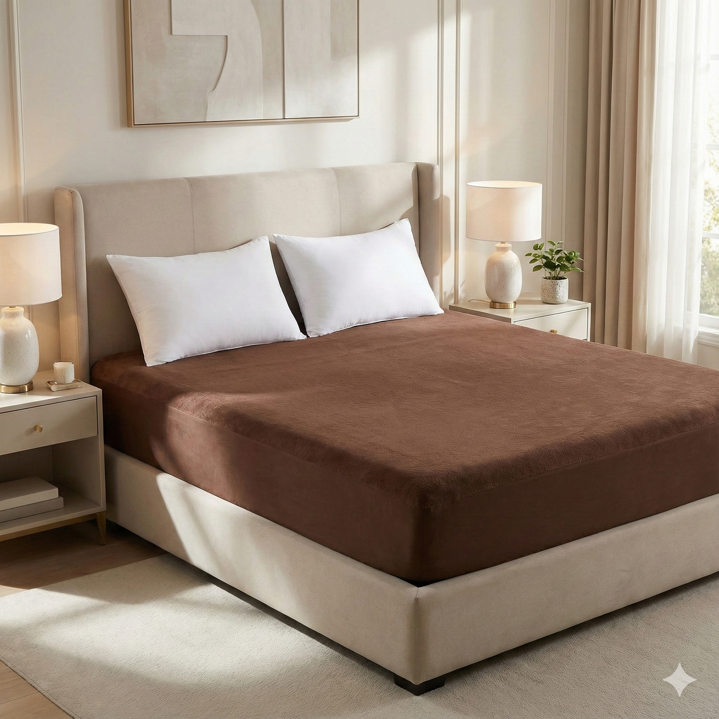 Misnaya Premium Waterproof Terry Cotton Mattress Protector | 220 GSM | Elastic Fitted