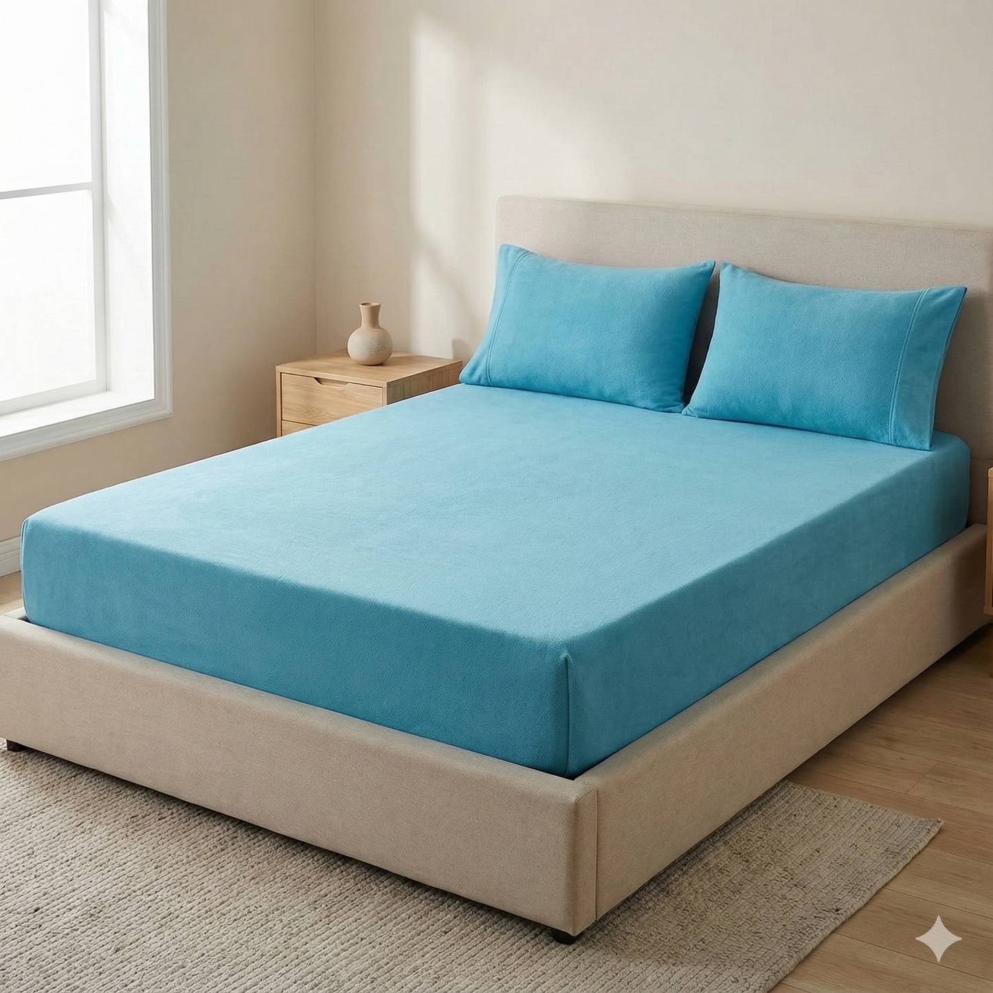 Misnaya Living Premium Warm Mink Flat Bedsheet Set | 3-Piece Set with 2 Pillow Covers | Super Soft & Cozy Winter Bedsheet | Color-Fast Solid Plain Design | King Size (90 x 100 Inches)
