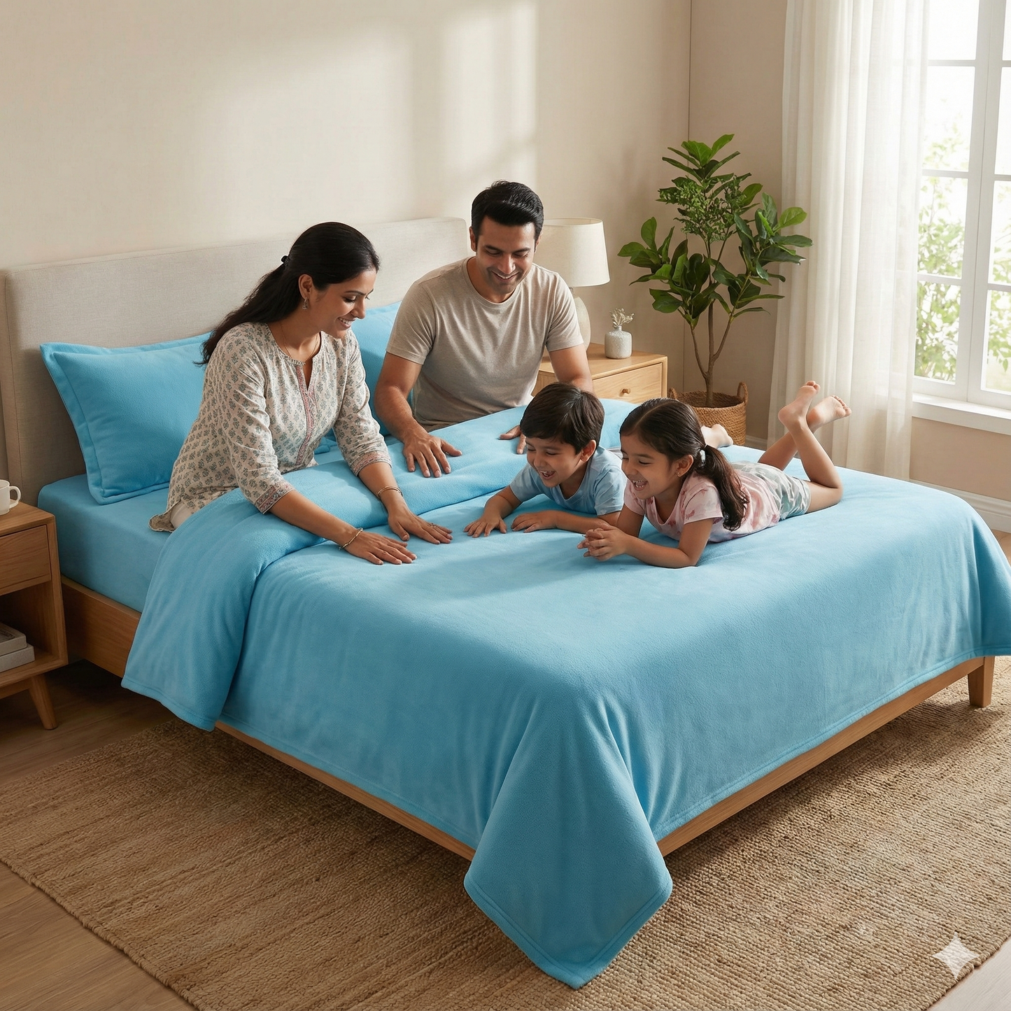 Misnaya Living Premium Warm Mink Flat Bedsheet Set | 3-Piece Set with 2 Pillow Covers | Super Soft & Cozy Winter Bedsheet | Color-Fast Solid Plain Design | King Size (90 x 100 Inches)