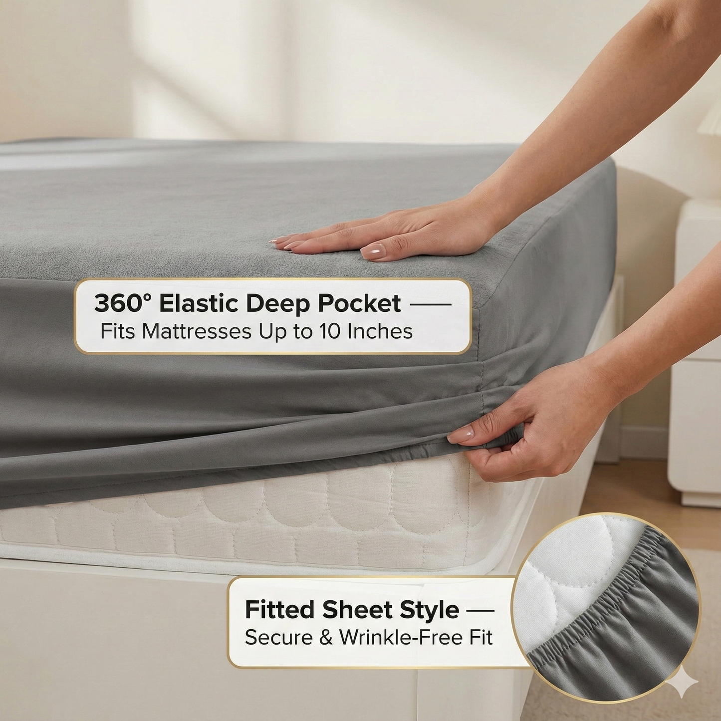 Misnaya Premium Waterproof Terry Cotton Mattress Protector | 220 GSM | Elastic Fitted